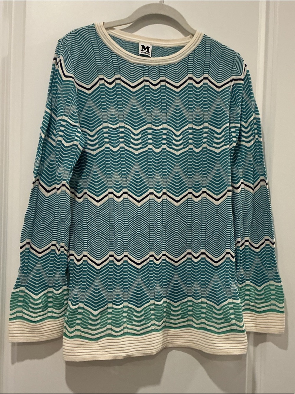 M Missoni Chevron Knit Long Sleeve Top